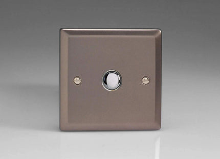 Varilight 1-Gang 6A 1- or 2-Way Push-On/Off Impulse Switch Pewter XRP1