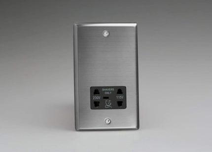 Varilight XTSSB Classic Brushed Steel Dual Voltage Shaver Socket 240V/115V