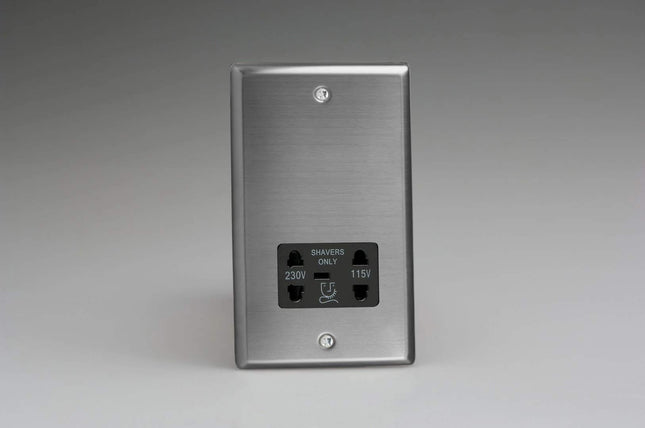 Varilight XTSSB Classic Brushed Steel Dual Voltage Shaver Socket 240V/115V