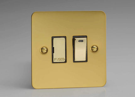 Varilight 13A Switched Fused Spur + Neon with Metal Inserts Polished Brass XFV6ND