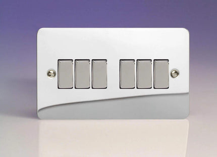 Varilight 6G 1 or 2W 10A Switch Ultra Flat Mirror Chrome XFC96D