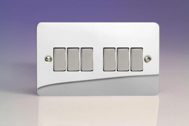 Varilight 6G 1 or 2W 10A Switch Ultra Flat Mirror Chrome XFC96D