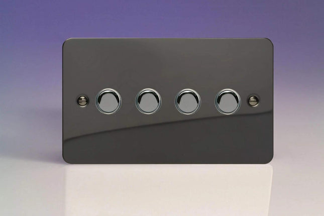 Varilight 4-Gang 6A 1- or 2-Way Push-On/Off Impulse Switch (Twin Plate) Iridium XFIP4