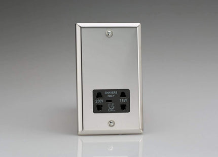 Varilight Dual Voltage Shaver Plug Socket 240V/115V 240V/115V Mirror Chrome XCSSB