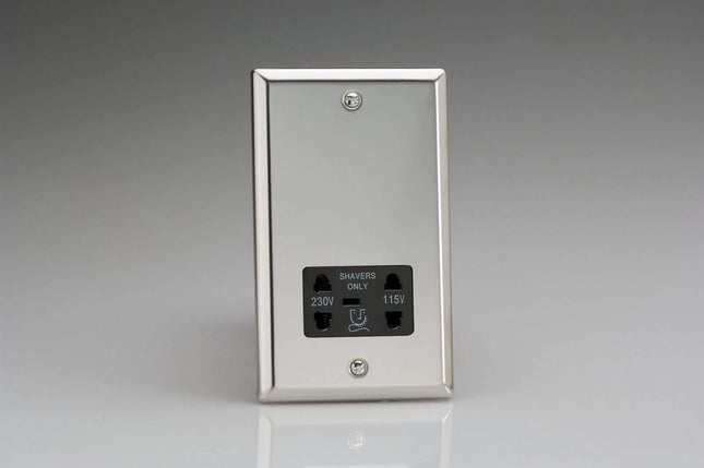 Varilight Dual Voltage Shaver Plug Socket 240V/115V 240V/115V Mirror Chrome XCSSB