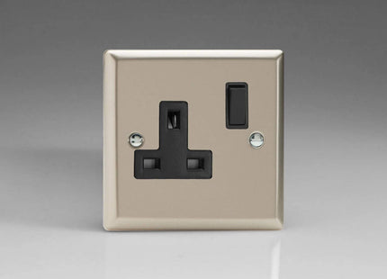 Varilight XN4B 13A Switched Socket Satin Black 1-Gang