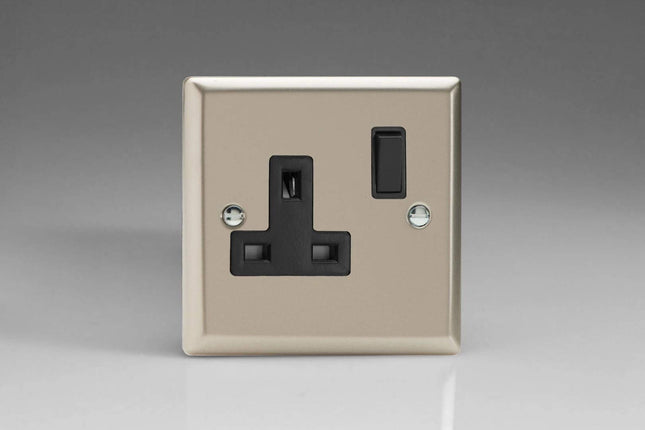 Varilight XN4B 13A Switched Socket Satin Black 1-Gang