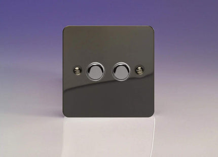 Varilight 2-Gang 6A 1- or 2-Way Push-On/Off Impulse Switch Iridium XFIP2