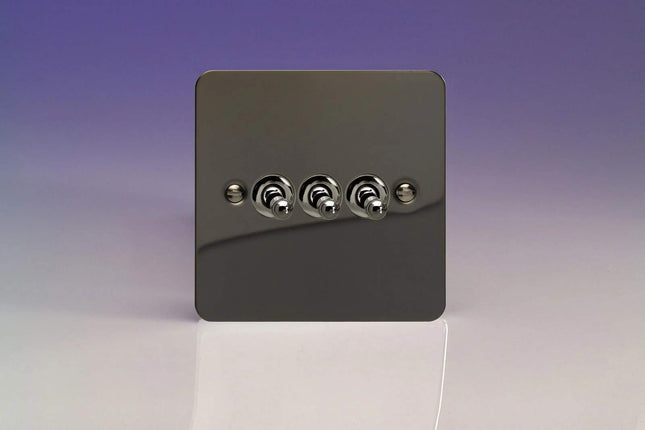Varilight 3G 1 or 2W 10A Classic Toggle Switch Ultra Flat Iridium Black XFiT3