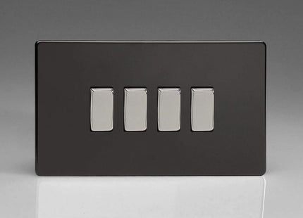 Varilight 4-Gang 10A 1- or 2-Way Rocker Light Switch (Twin Plate) Premium Black XDL9S