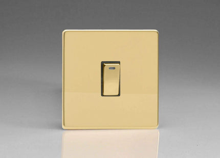 Varilight 1-Gang 20A Double Pole Rocker Light Switch + Neon Indicator Light Polished Brass XDV20NDS