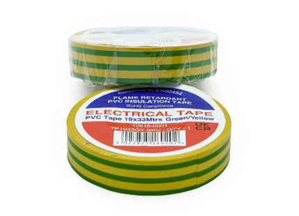 Primaflow PVC Ins Tape 19mm x 33m Green/Yellow - RS707 - Perfect for Insulation