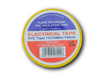 Primaflow PVC Insulation Tape 19mm x 33m Yellow - RS777 19X33 YE - Perfect for Electrical Insulation