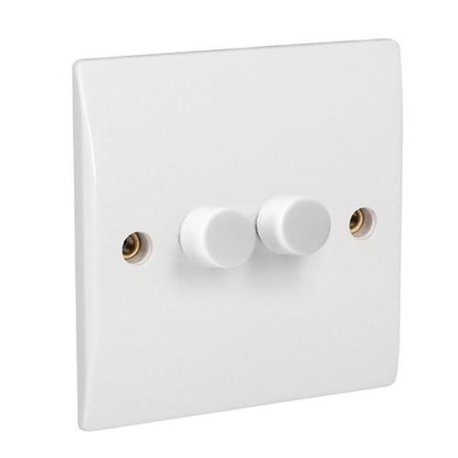 Primaflow Light Switch White Dimmer - 2 Gang, 250W - DP250/22W
