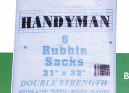 Rubble Sacks 21" x 32" - 6 Pack - Heavy Duty Waste Disposal
