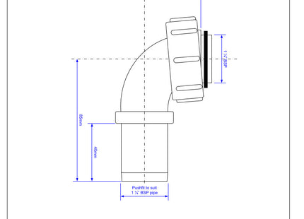 McAlpine S5 1¼" Pushfit 90° Knuckle Overflow Bend x BSP Coupling Nut