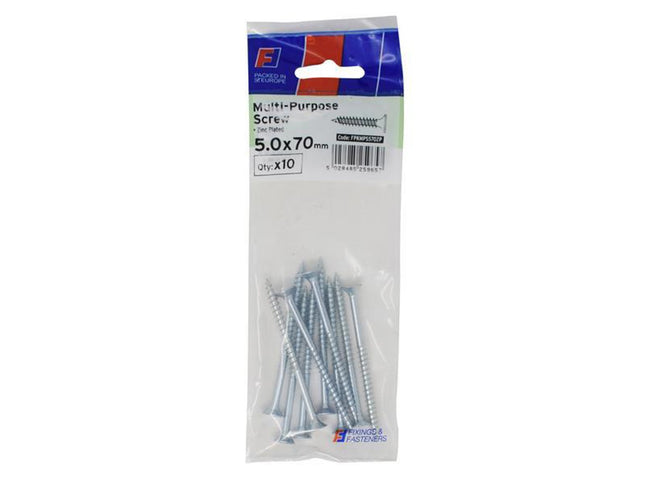 Forgefix Multi-Purpose Pozi Screw Csk St Zp 5.0 X 70Mm Forgepack 10