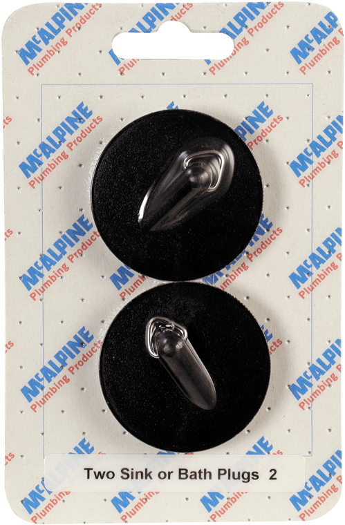 McAlpine CARD-2 Two Sink Or Bath Plugs - BP4T - Black PVC Plug 1¾" with triangle (for 1½" waste)