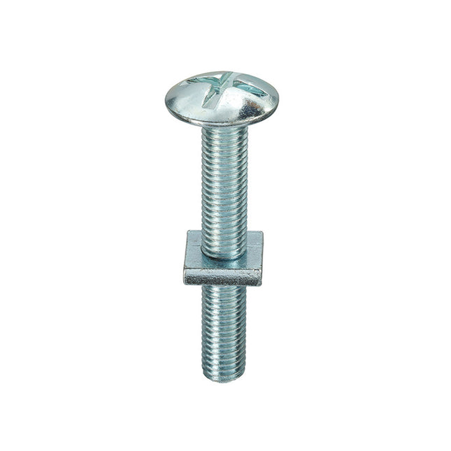 Unifix Grade 4.8 Mushroom Head Roofing Bolts And Sq Nuts Bright Zinc Plated - M8 x 35 (Box of 100)