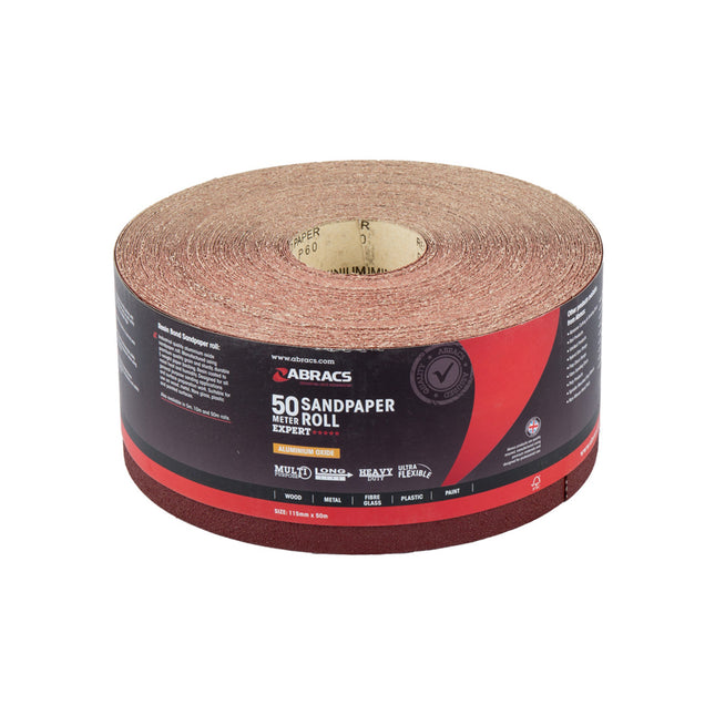 Abracs General Purpose Sandpaper Roll 115mm x 50m 40 Grit - ABABS11550040