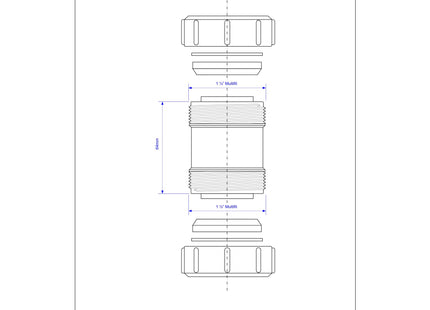 McAlpine Black Multifit Straight Connector 1.50" T28M-BL