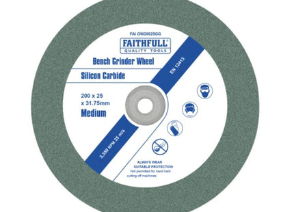 Faithfull General Purpose Grinding Wheel 200 X 25Mm Green Grit