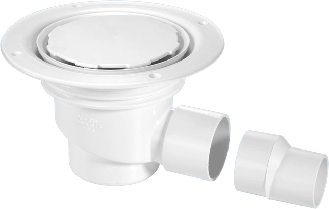 McAlpine TSG1WH-NSC 75mm Water Seal Trapped Gully, Clamp Ring and Cover Plate, 2" Horizontal Outlet and 2" x 1½" Socket Reducer