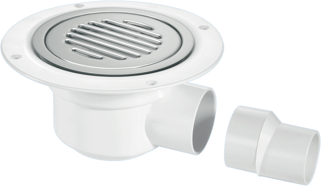 McAlpine TSG50SS-SL-NSC 50mm Water Seal Trapped Gully, Clamp Ring and Cover Plate, 2" Horizontal Outlet and 2" x 1½" Socket Reducer
