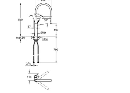 Grohe Kitchen Sink Mixer With Pro Flexi Spout - 30503000 - Versatile Kitchen Solution