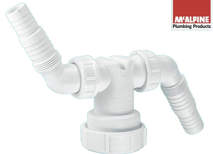 McAlpine V33WM Twin Connector for plumbing two domestic appliance discharge hoses into Standpipe Trap (Dishwasher & Washing Machine)