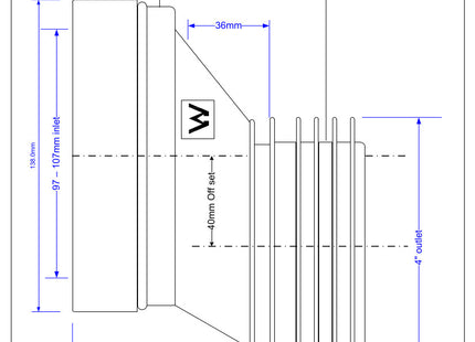 McAlpine WC-CON4A 40mm Offset Rigid WC Connector