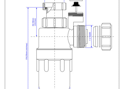 McAlpine A10AV 75mm Water Seal Anti-Syphon (Silentrap) Adjustable Inlet Bottle Trap with Multifit Outlet 1¼"