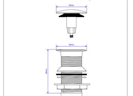 McAlpine CWU60-CB Chrome Plated Brass Clicker Basin Waste