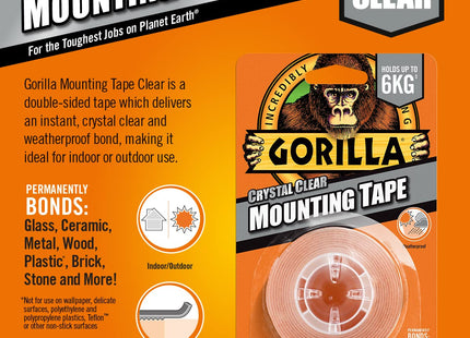 Gorilla Glue Gorilla Heavy-Duty Double Sided Clear Mounting Tape 25.4Mm X 1.52M