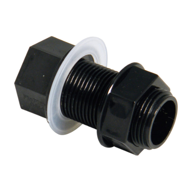 F-P Overflow Strt Tank Conn 21.5Mm Black - 431314 - Overflow Solutions