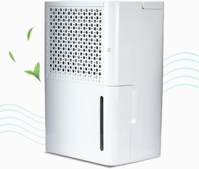 STATUS 12L Ultra-Quiet Dehumidifier, 220W Portable Moisture Remover with Night Mode, Laundry Dry Boost and LED Humidity Display for Bedroom Bathroom Laundry, White (DEHUMID-12L1PKB)