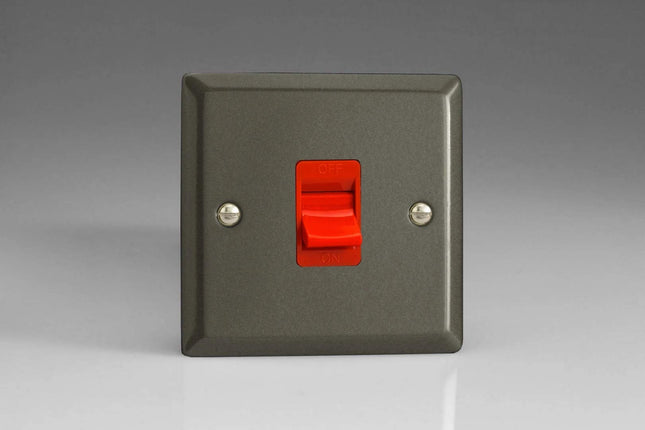 Varilight 45 Amp Cooker Switch (Single Plate) Graphite Finihsed Plate XP45S