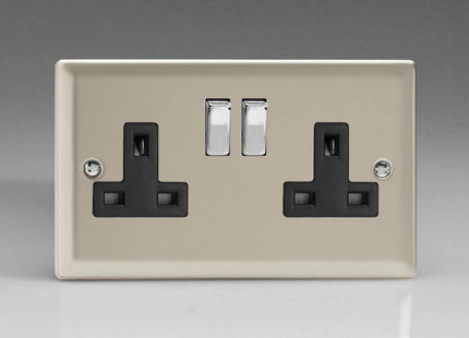 Varilight XN5DB 13A Switched Socket 2-Gang Black Satin