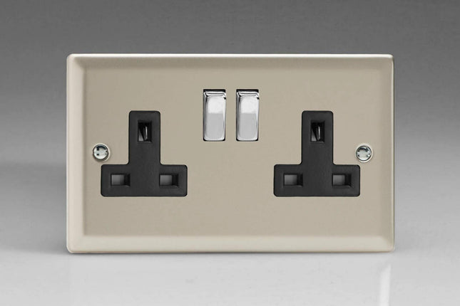 Varilight XN5DB 13A Switched Socket 2-Gang Black Satin