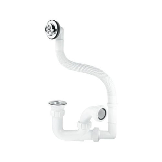 Mcalpine Bath Trap & Flexible O/Flow 75mm x 1.1/2" - FJ10WC