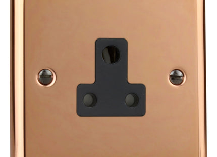 Varilight XYRP5AB.CU 1-Gang Unswitched Socket Roundpin 5 Amp Polished Copper (Black Inserts)