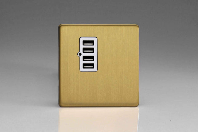 Varilight XDBU4WS Screwless Brushed Brass 4 Gang 5V DC 4800mA USB Charging Port (Single Plate)