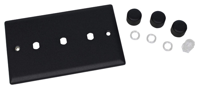 Varilight WYD3.MB Urban Matt Black 3 Gang Dimmer Plate Only + Dimmer Knobs