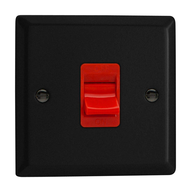 Varilight 45A Cooker Switch (Single Plate, Red Rocker)