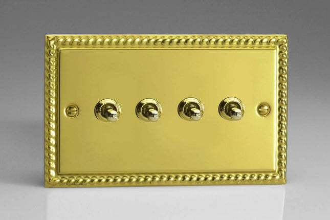 Varilight XGT9 Toggle Switches Georgian Brass