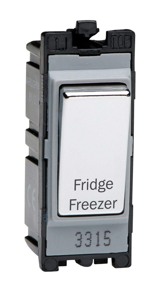 Varilight Engraved 20A 1-Way Double Pole Switch 'Fridge Freezer' PowerGrid Chrome G201DC.FF