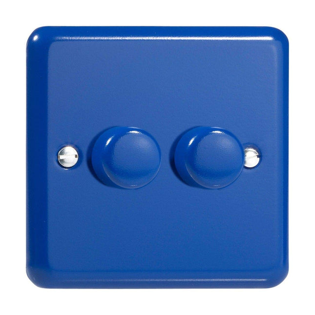 Varilight V-Pro Lily Pastel Reflex Blue 2-Gang LED Trailing Edge Dimmer Switch 1 or 2 Way