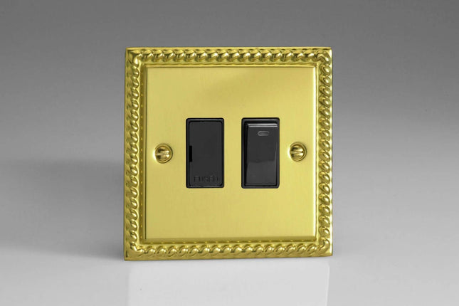 Varilight Classic Georgian Brass 13A Switched Fused Spur with Neon Black Insert XG6NB