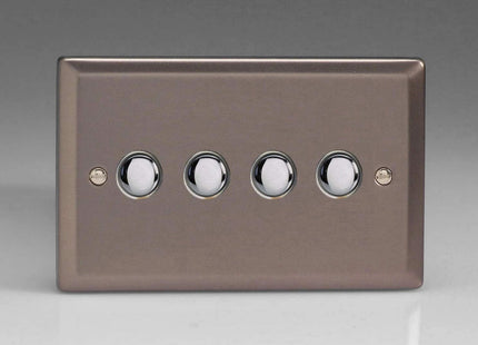 Varilight 4-Gang 6A 1-Way Push-to-Make Momentary Switch (Twin Plate) Pewter XRM4
