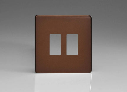 Varilight XDMPGY2S Screwless Mocha 2-Gang Grid Plate (Single Plate)